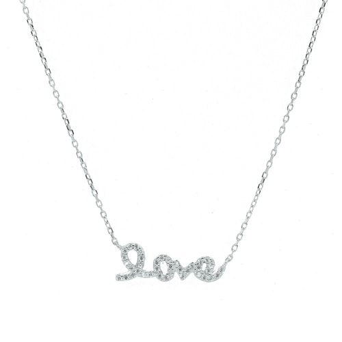 Cubic Zirconia Cursive Love Necklace