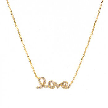 Cubic Zirconia Cursive Love Necklace