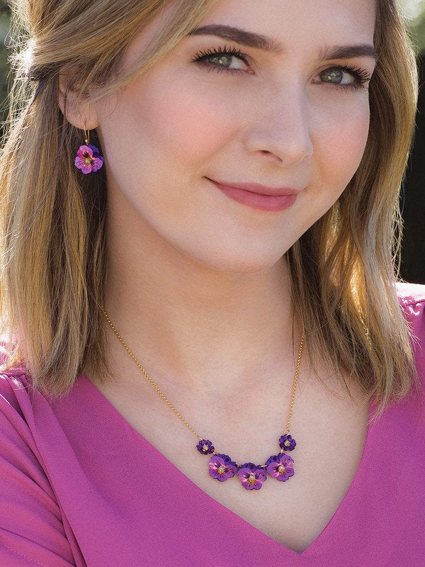 Holly Yashi Garden Pansy Drop Earrings