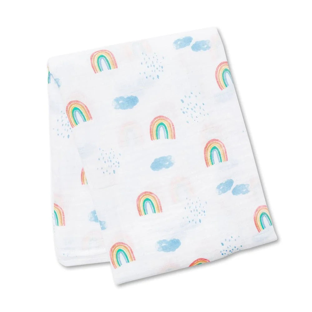 Lulujo Rainbow Sky Swaddle Blanket
