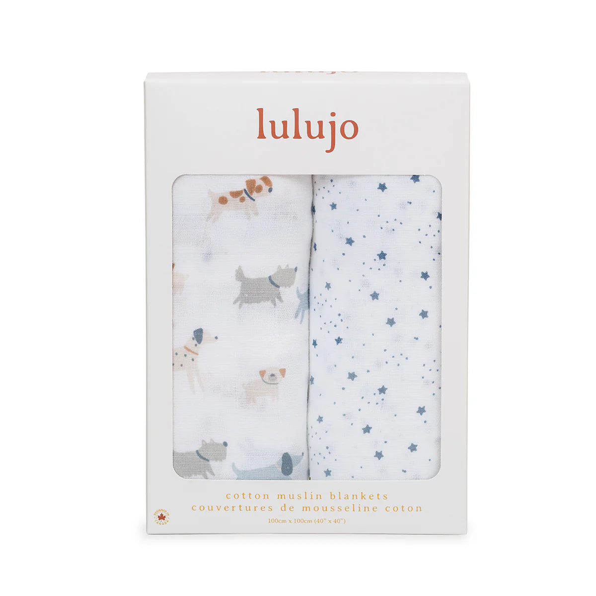 Lulujo Puppy Dog & Stars Swaddle 2 Pack