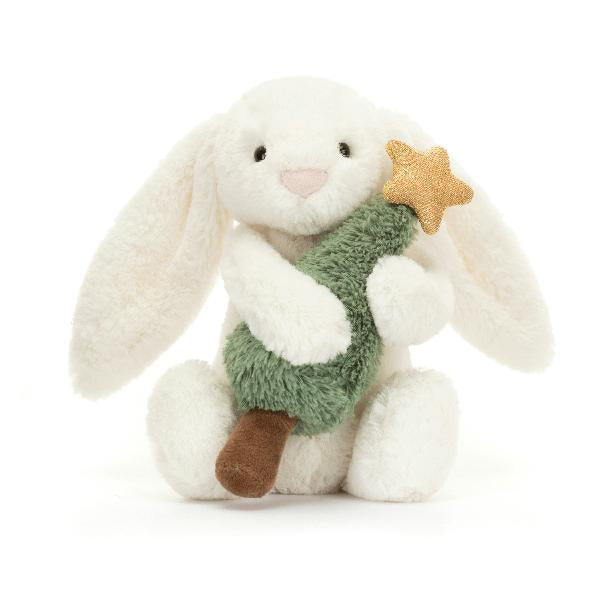 JellyCat Bashful Bunny With Christmas Tree