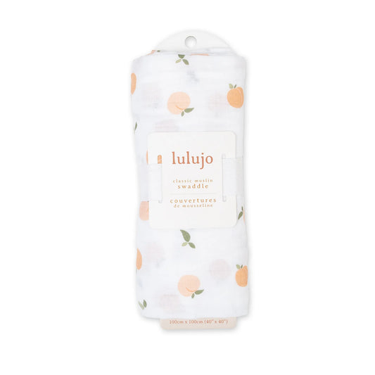 Lulujo Peaches Swaddle Blanket