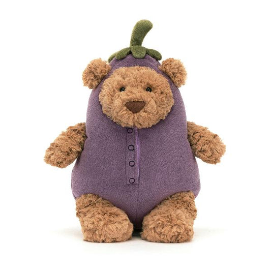 JellyCat Bartholomew Bear Eggplant