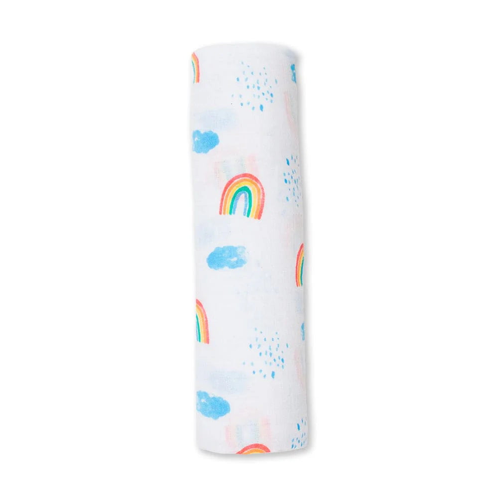 Lulujo Rainbow Sky Swaddle Blanket