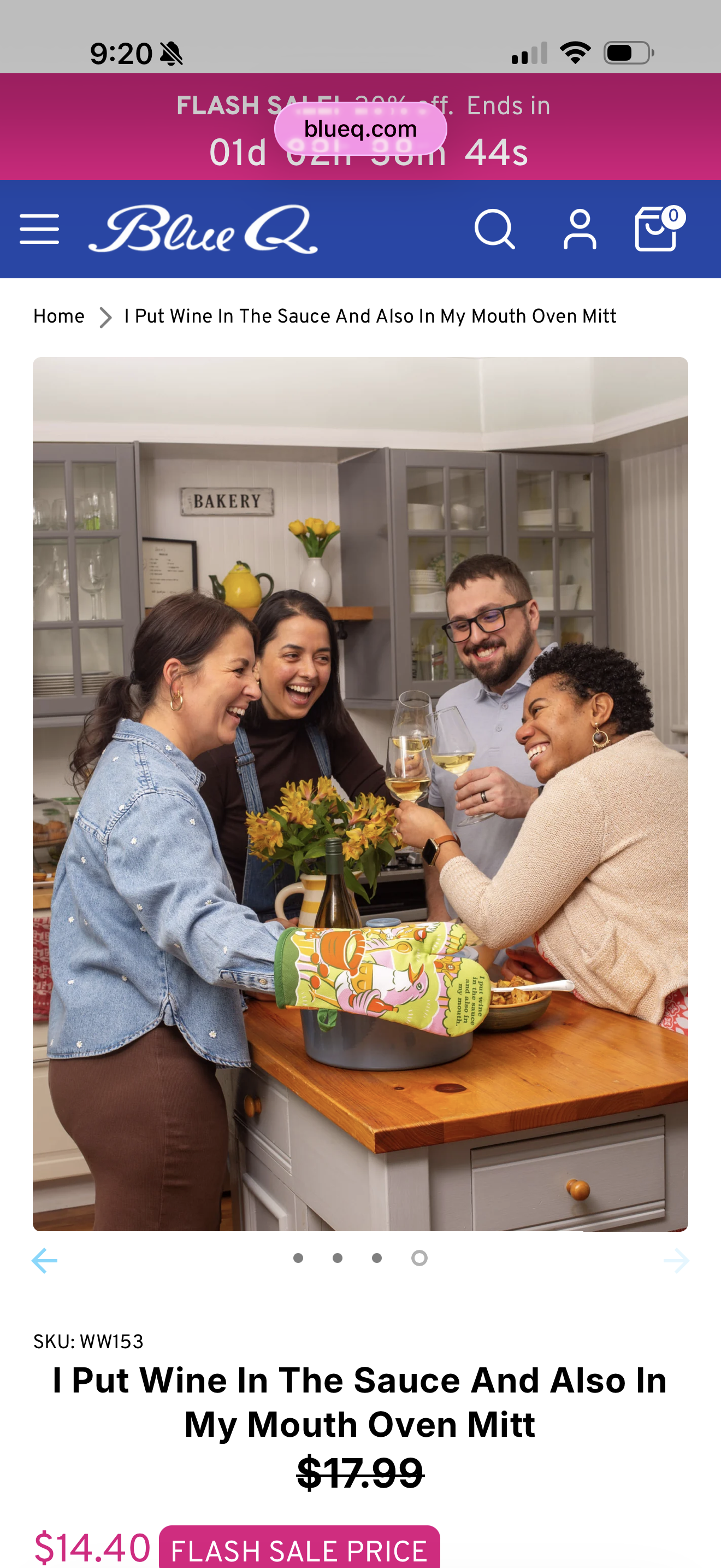 Blue Q Oven Mitt Wine In My Mouth