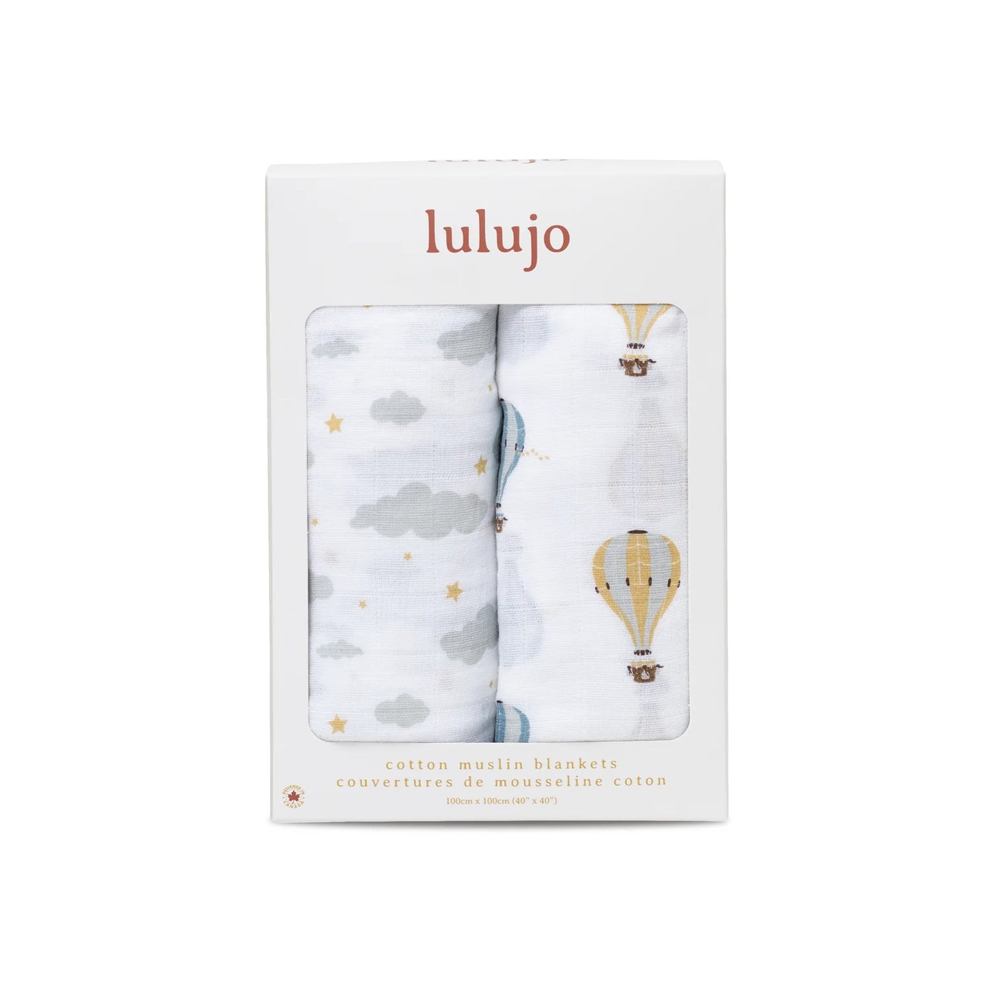 Lulujo Puppy Hot Air Balloon & Clouds Swaddle 2 Pack