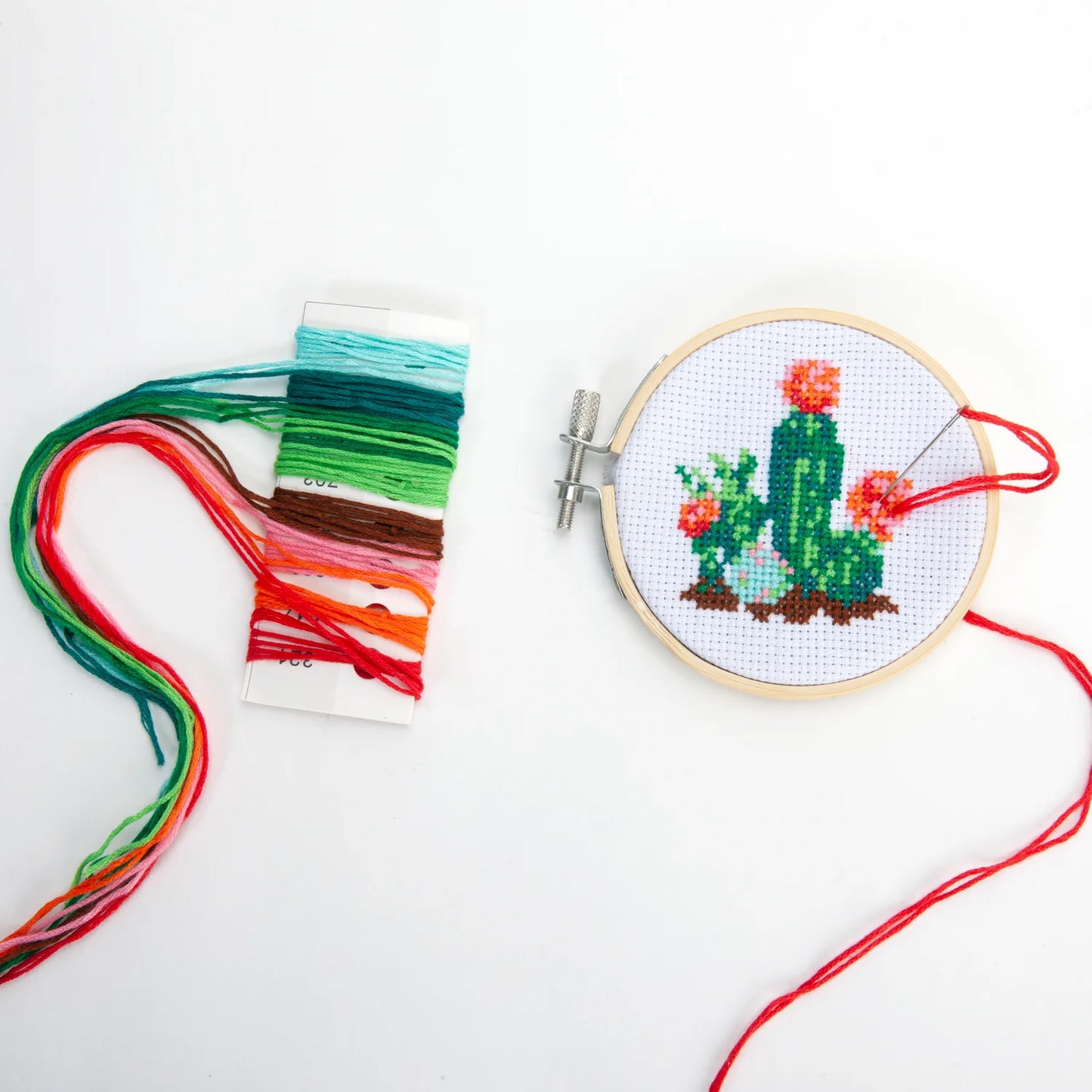 Kikkerland Cactus Mini Cross Stitch Embroidery Kit