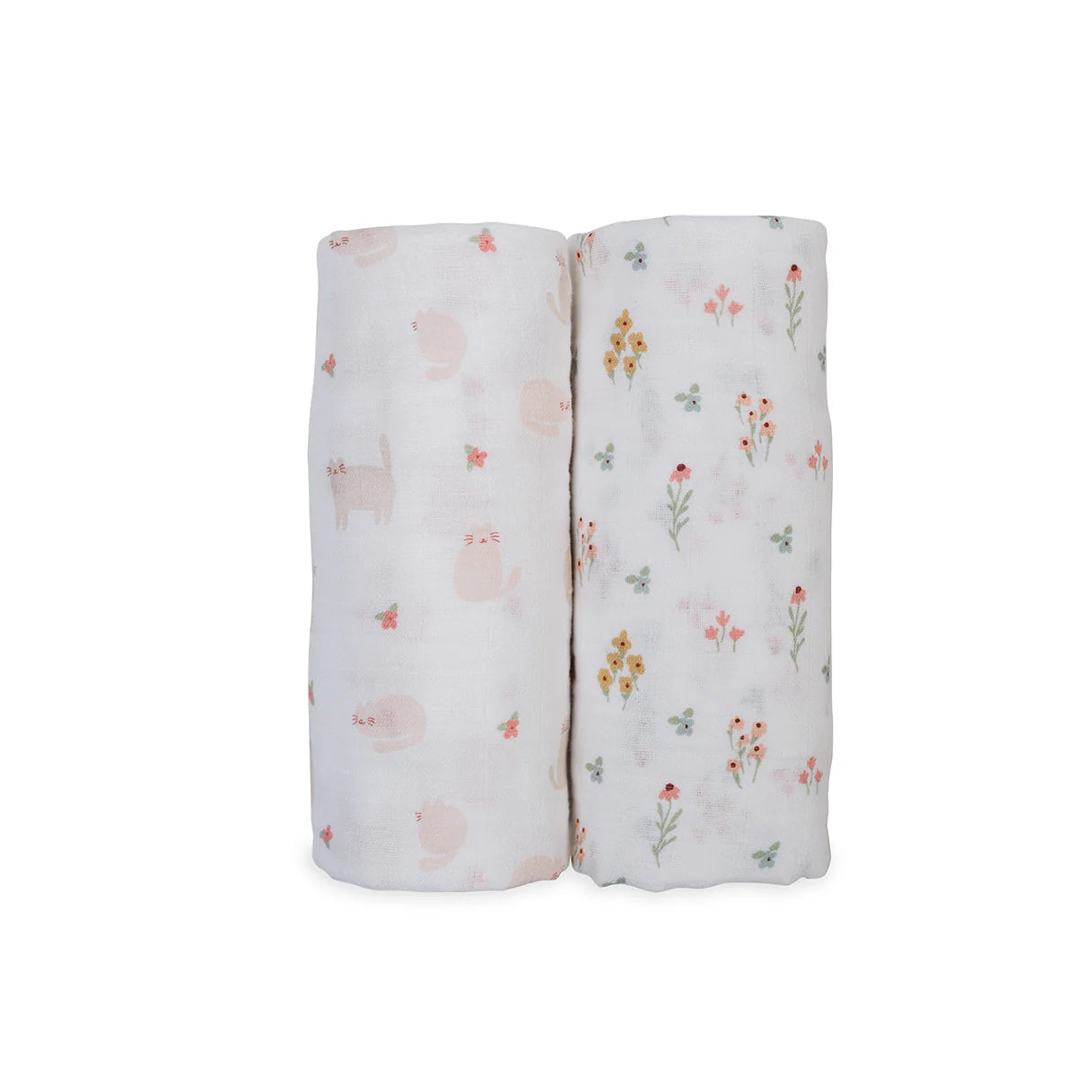 Lulujo Kitty Cat & Flower Field Swaddle 2 Pack