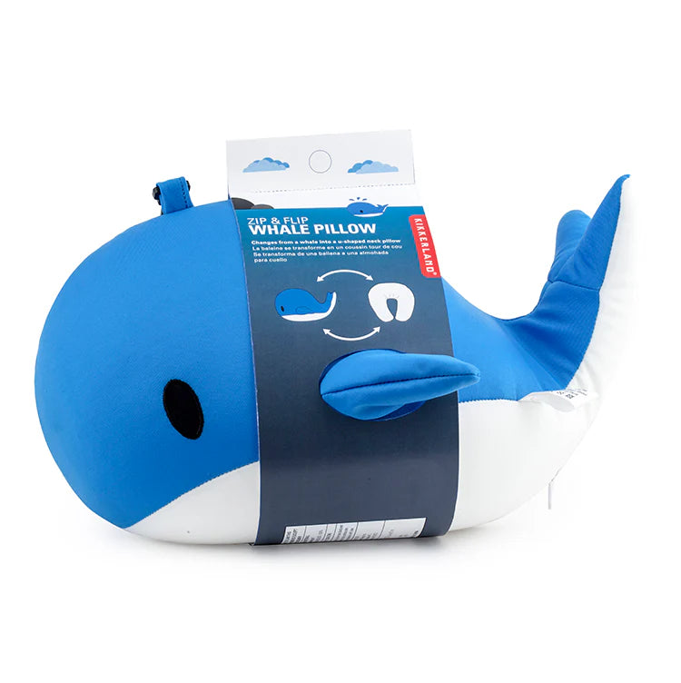 Kikkerland Whale Zip & Flip Travel Pillow