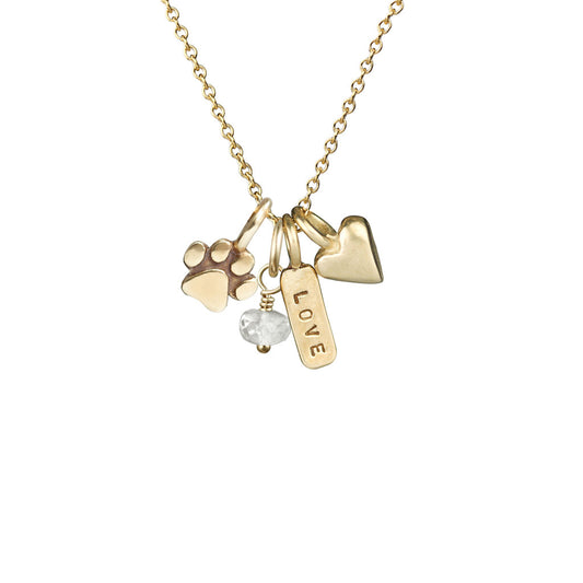 Marmalade Paw Love Cluster Necklace Bronze