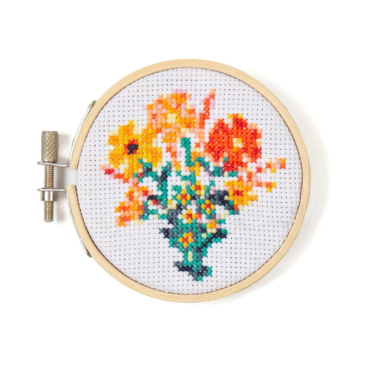 Kikkerland Flower Mini Cross Stitch Embroidery Kit