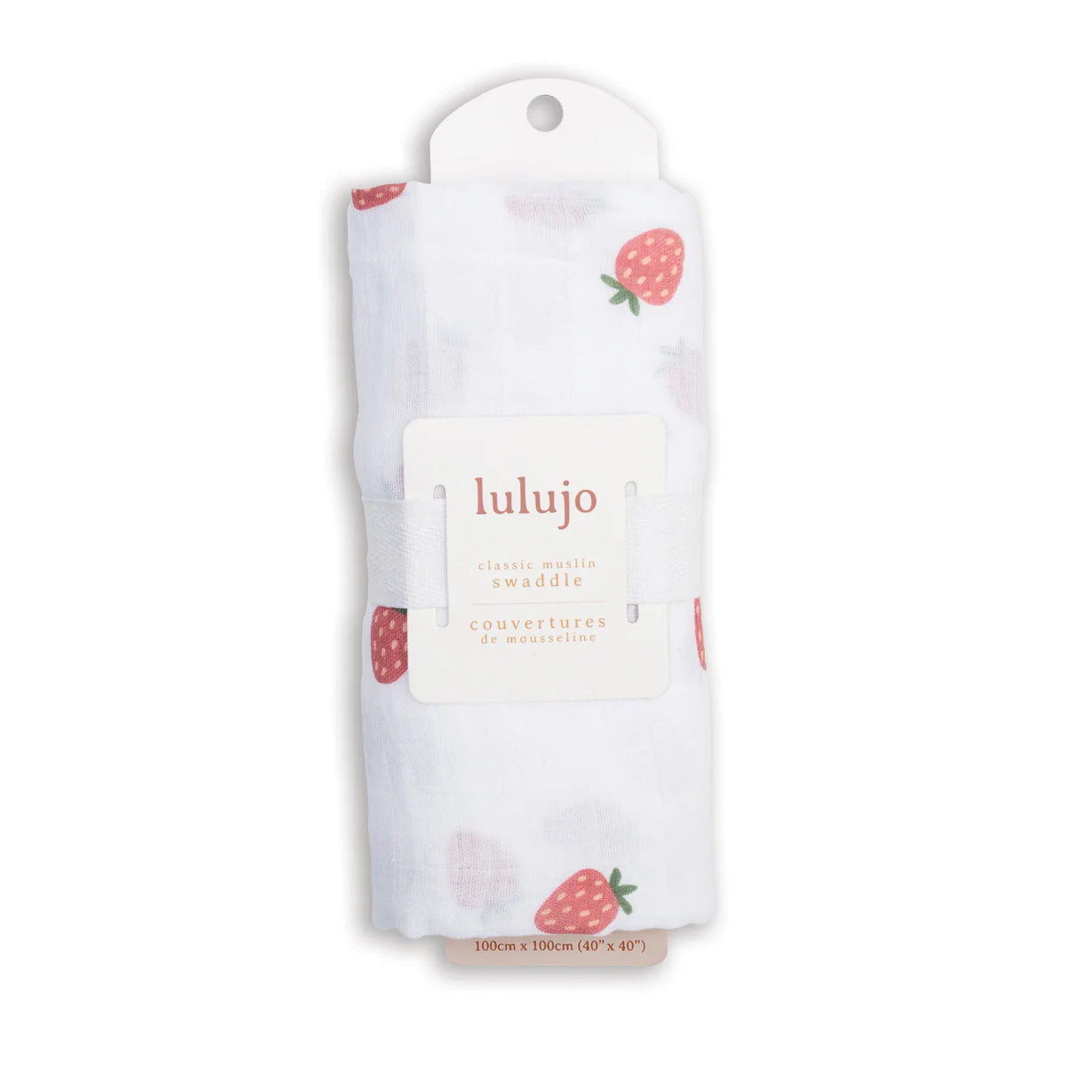 Lulujo Strawberries Swaddle Blanket