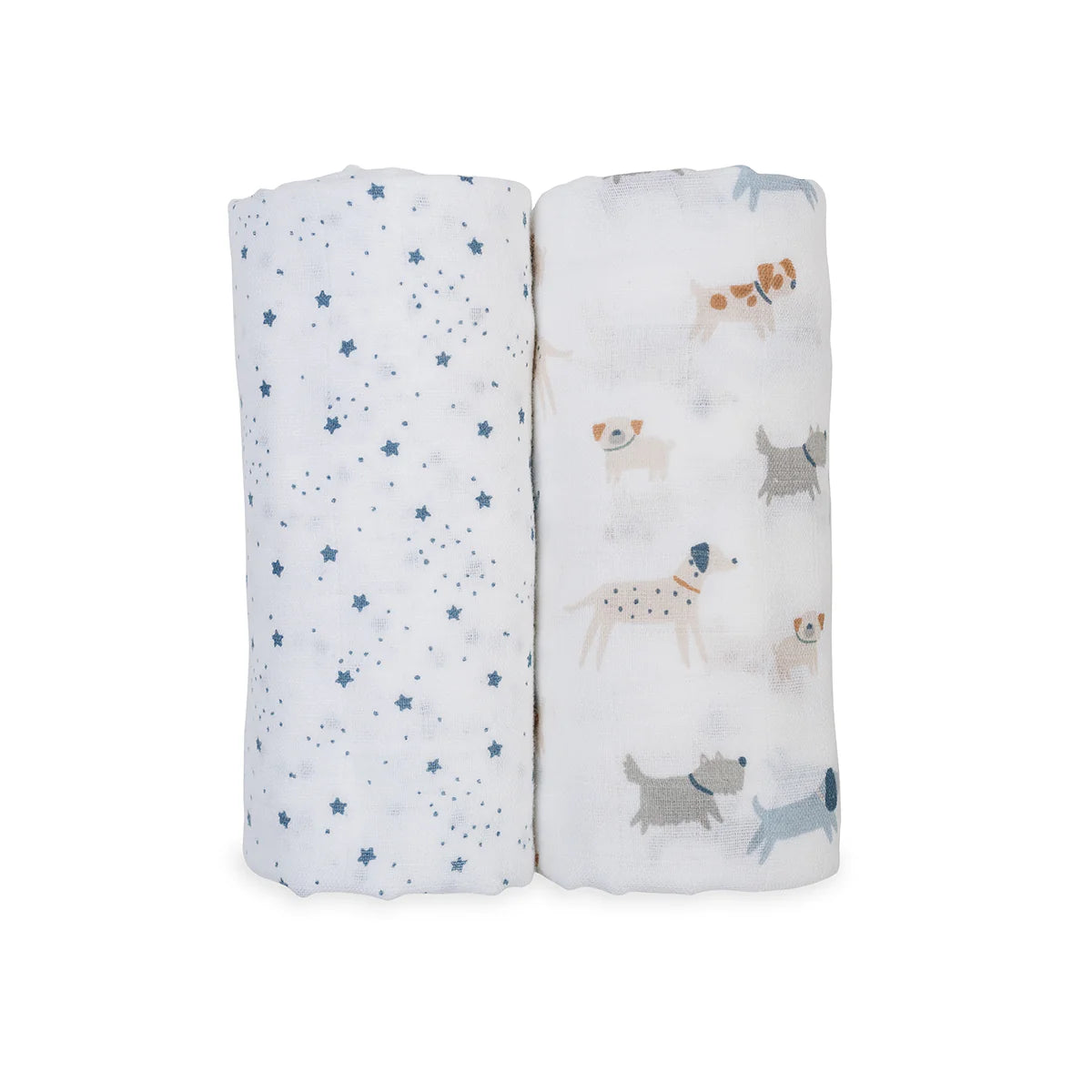 Lulujo Puppy Dog & Stars Swaddle 2 Pack