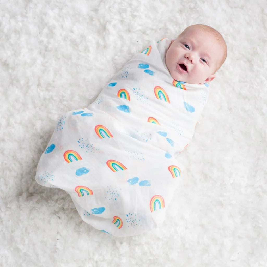 Lulujo Rainbow Sky Swaddle Blanket