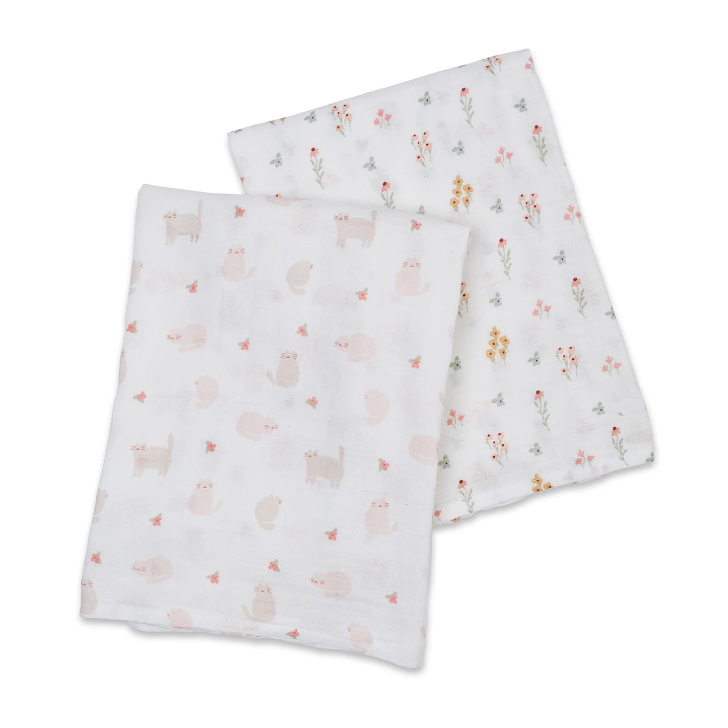 Lulujo Kitty Cat & Flower Field Swaddle 2 Pack