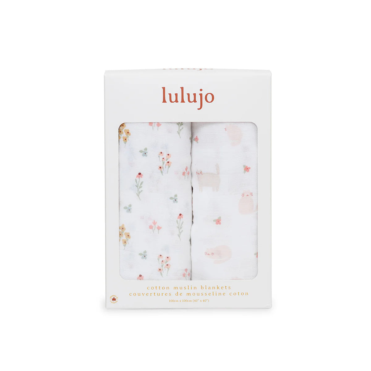 Lulujo Kitty Cat & Flower Field Swaddle 2 Pack
