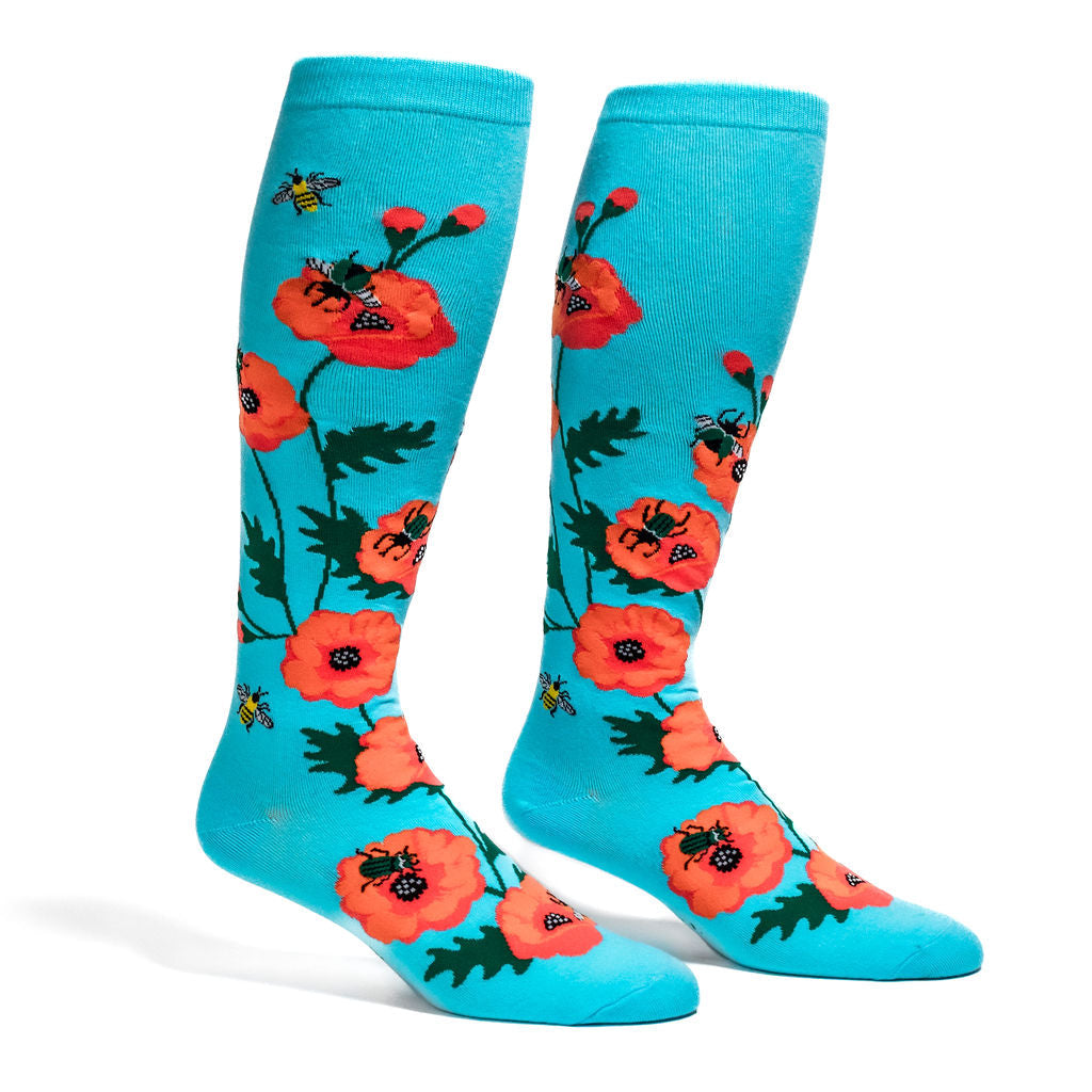SOCK IT TO ME Womens Knee High Socks Poppies