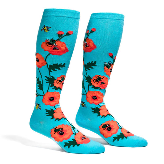 SOCK IT TO ME Womens Knee High Socks Poppies