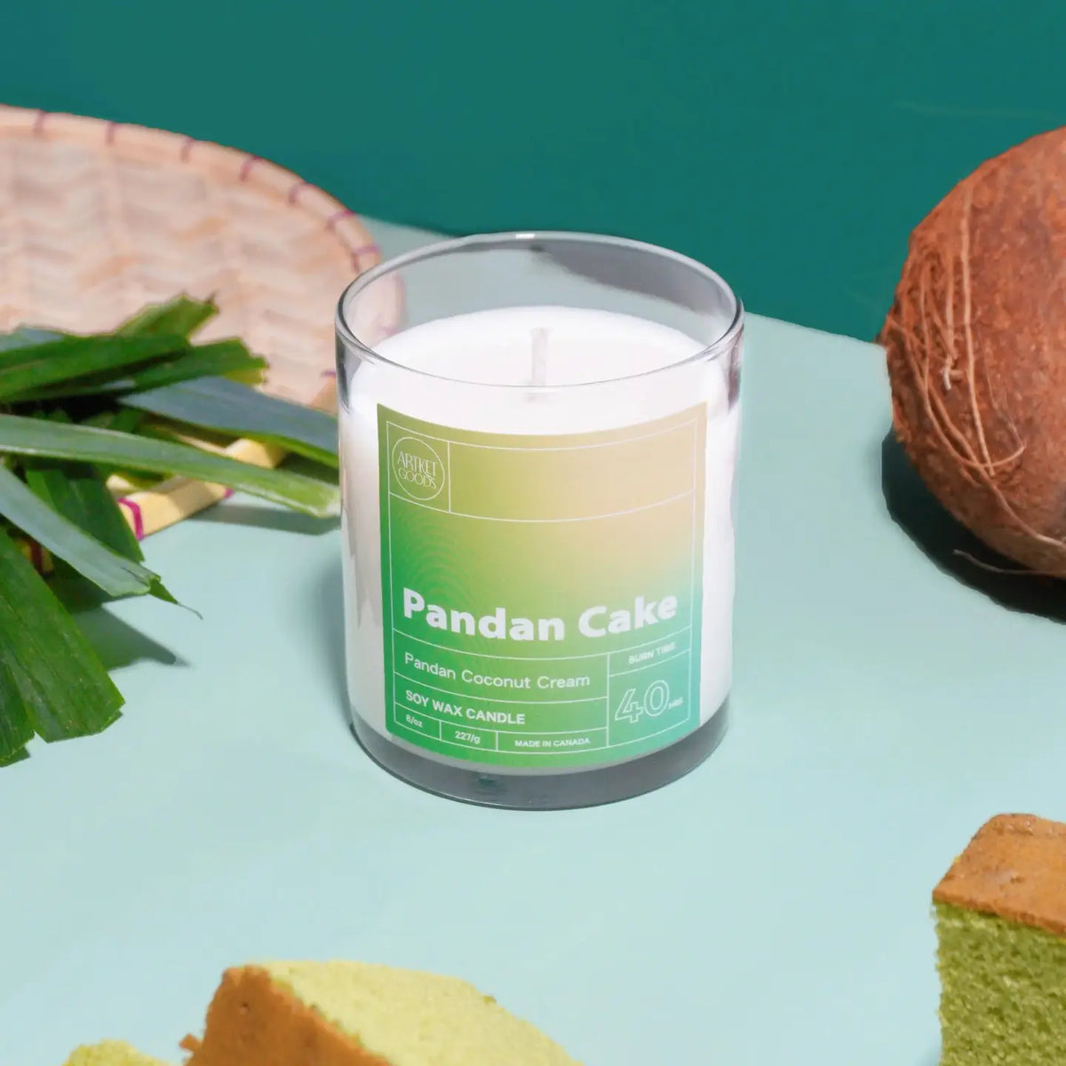 ArtketGoods Pandan Cake Soy Wax Candle