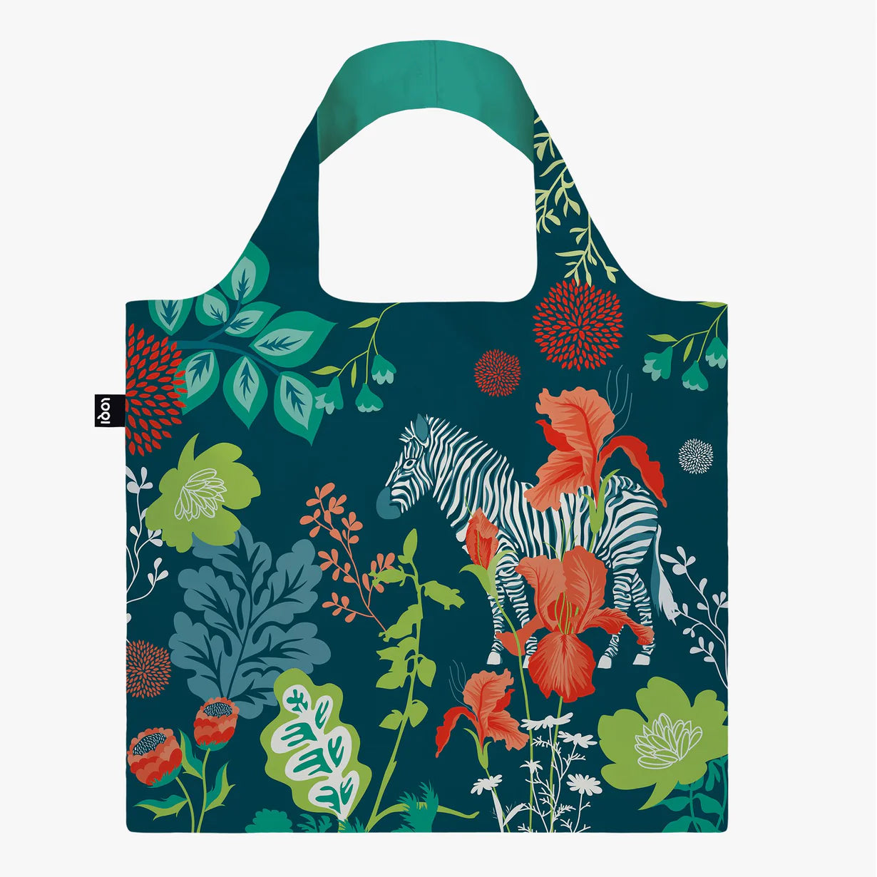 LOQI Tote Bag with Zip Pouch Forest Zebra Recycled Bag