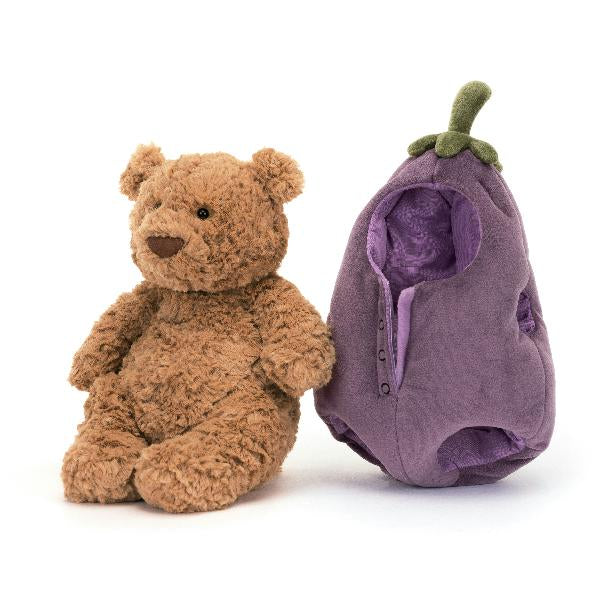 JellyCat Bartholomew Bear Eggplant