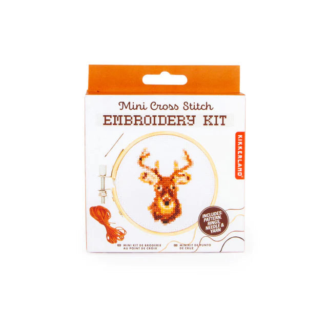Kikkerland Deer Mini Cross Stitch Embroidery Kit