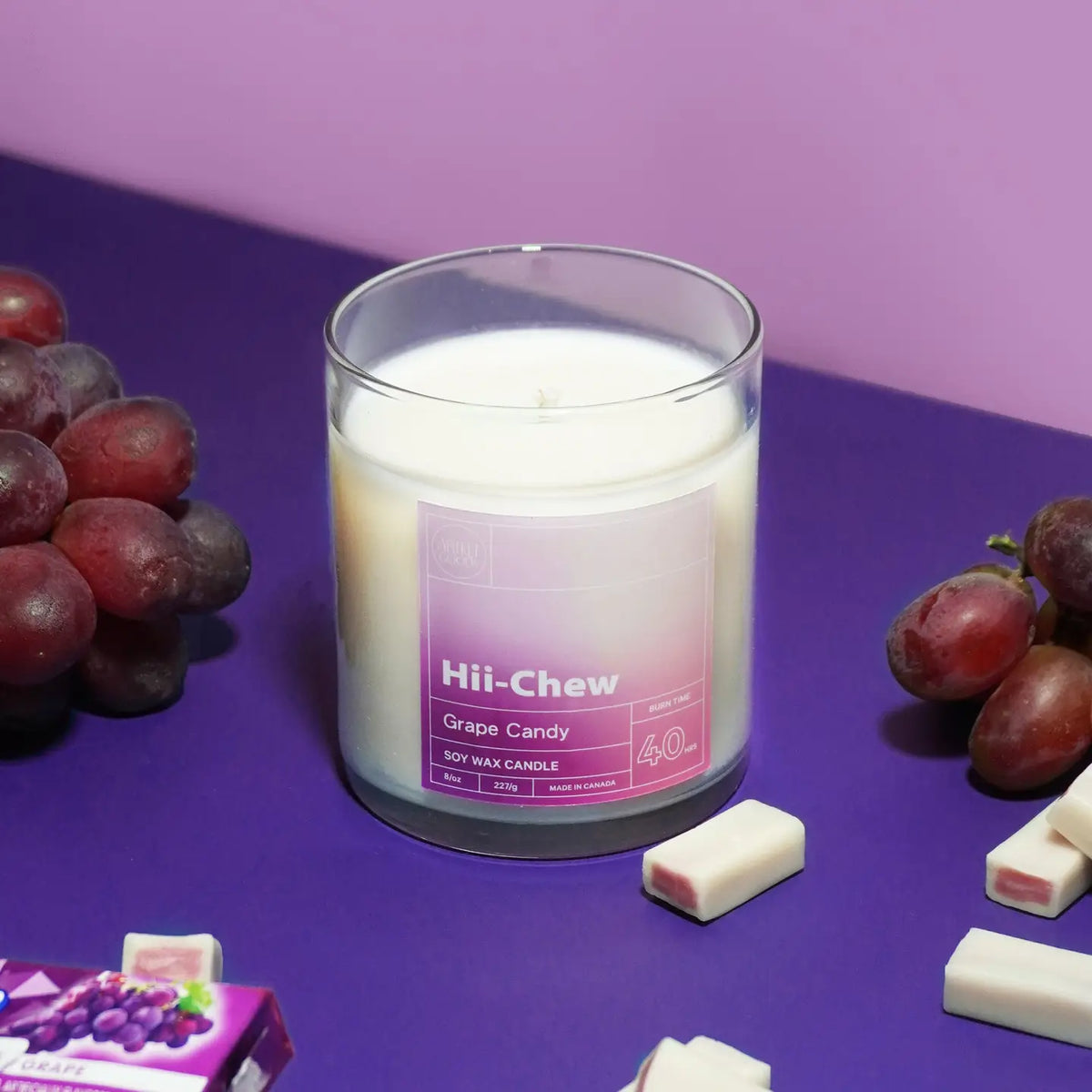 ArtketGoods Hii-Chew Grape Candy Soy Wax Candle