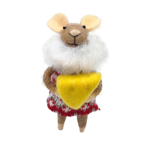 Wool Mouse with Cheese Ornament