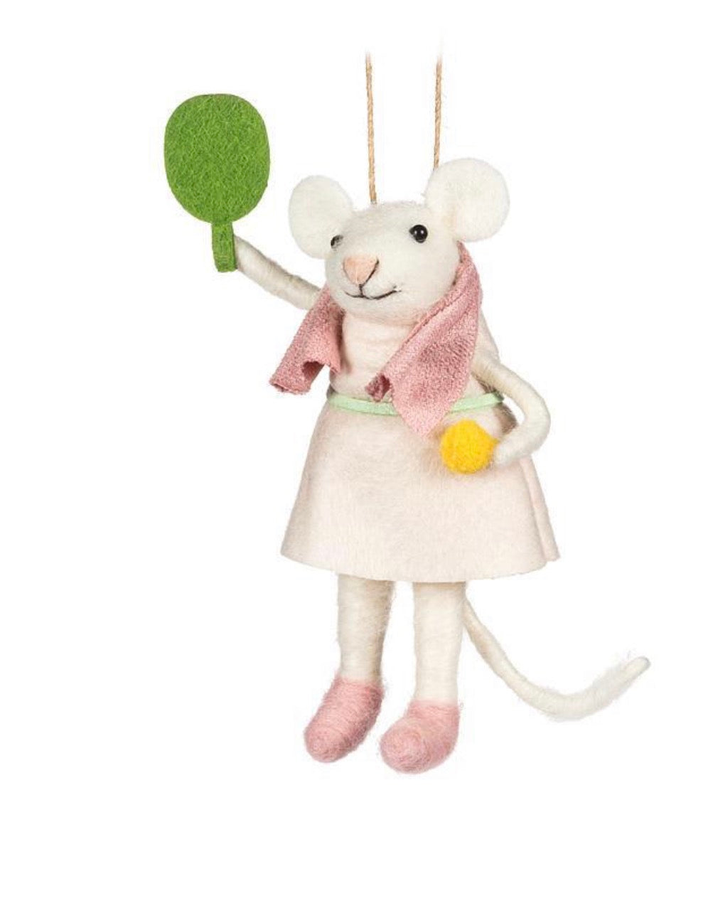 Wool Mouse Pickle Ball Player Ornament
