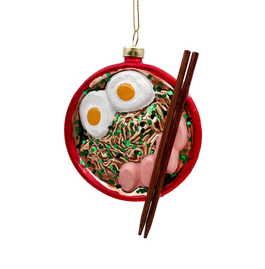 GLASS RAMEN BOWL 3″ GLITTER Ornament