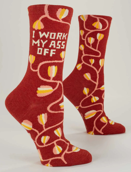 Blue Q Women’s Work my Ass Off Crew Socks