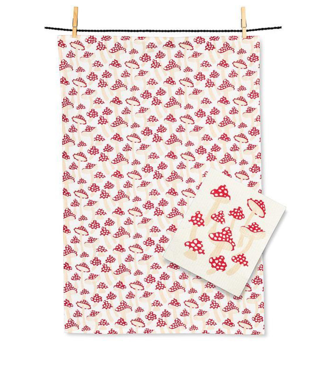Mushrooms Dishcloth & Kitchen Towel Set