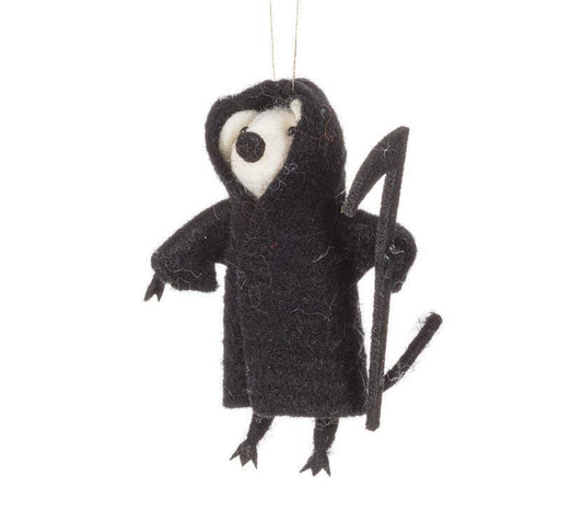 Grim Reaper Wool Mouse Ornament