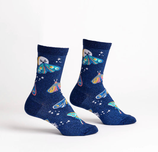 SOCK IT TO ME Women’s Crew Shimmer Moths