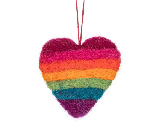 Wool Rainbow Heart Ornament