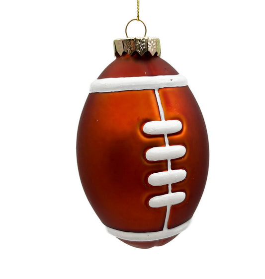 Glass Football Ornament 4”