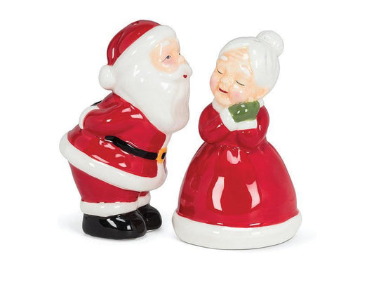 Santa Kissing Mrs Claus Salt & Pepper Set
