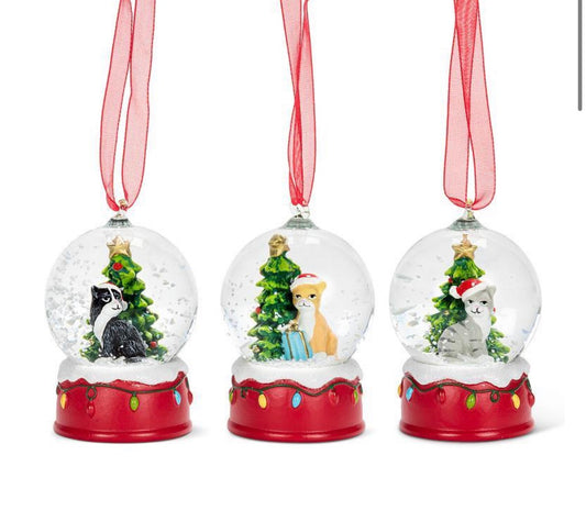 Mini Snow Globe Cat Ornament
