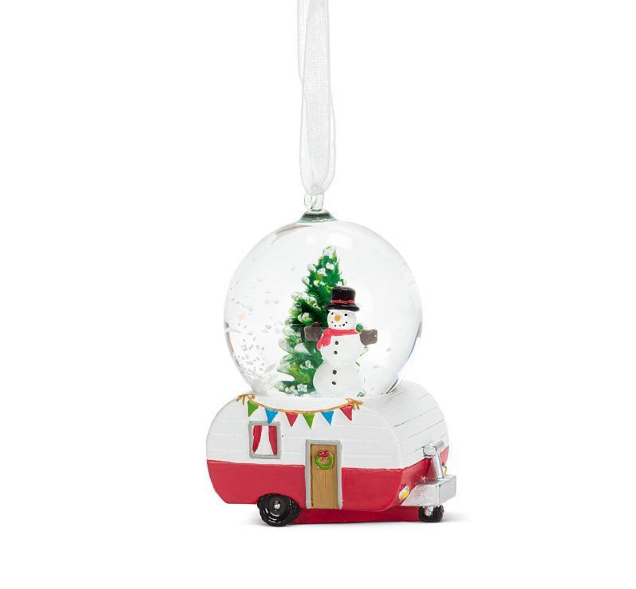 Snowman Camper Snow globe ornament