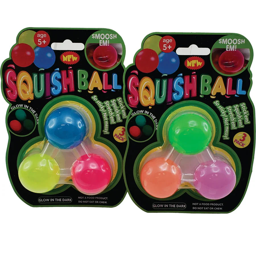 Glow in the dark squish balls pack of 3