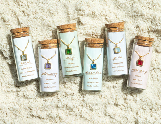 Lucky Feather Bottled Birthstone Necklace