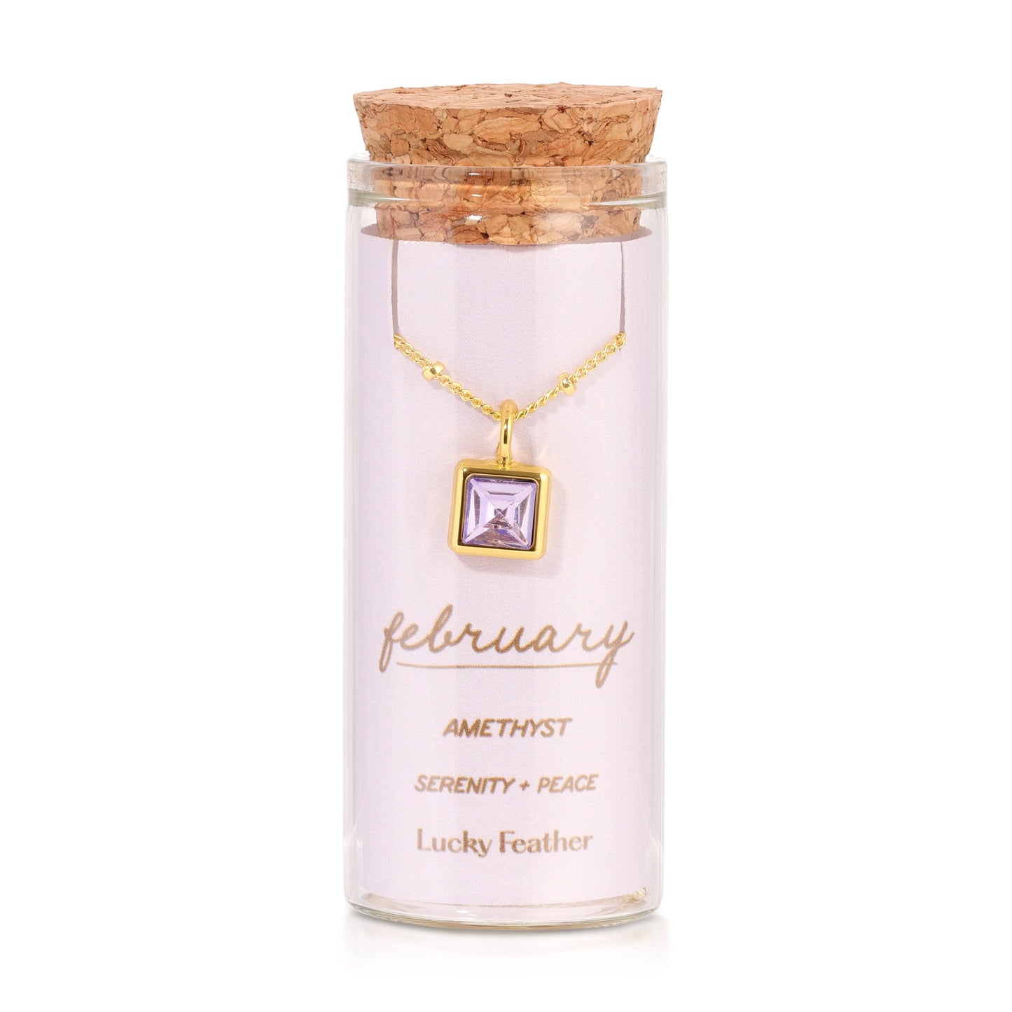 Lucky Feather Bottled Birthstone Necklace