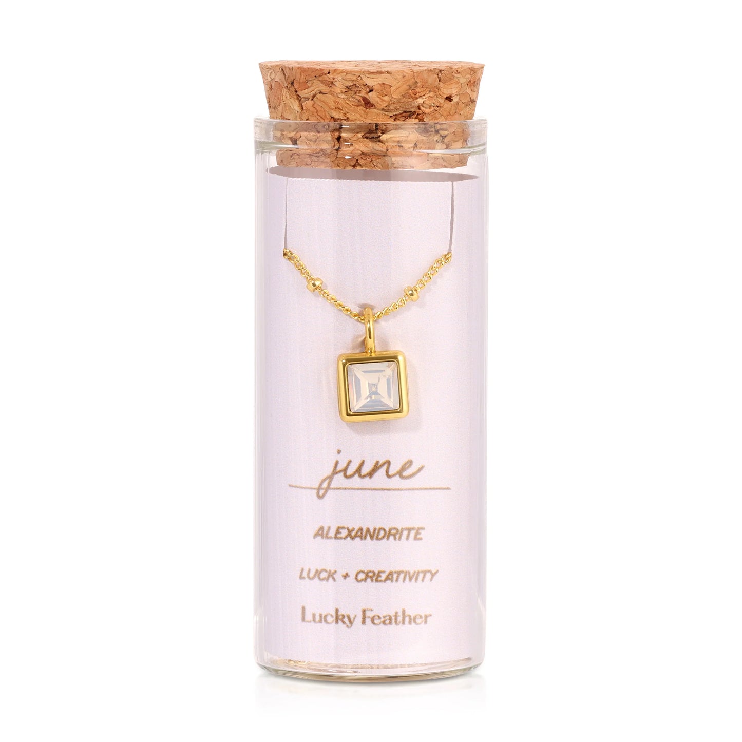 Lucky Feather Bottled Birthstone Necklace