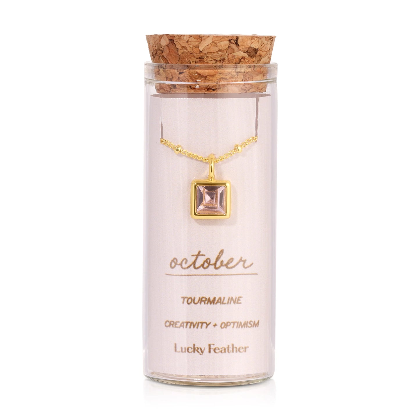 Lucky Feather Bottled Birthstone Necklace