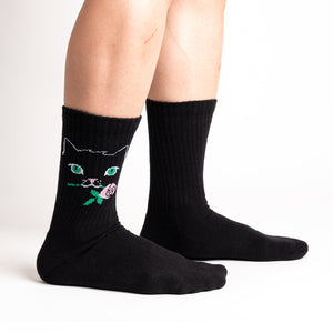 SOCK IT TO ME Unisex Athletic Ribbed Black Cat Socks