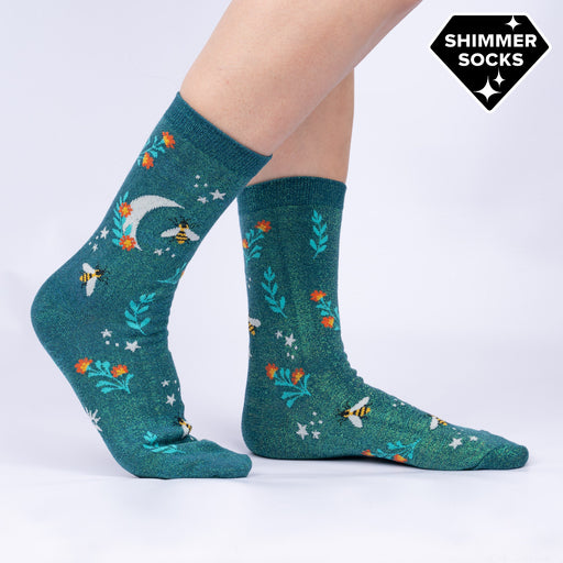 SOCK IT TO ME Shimmer Bees Women’s Crew Socks