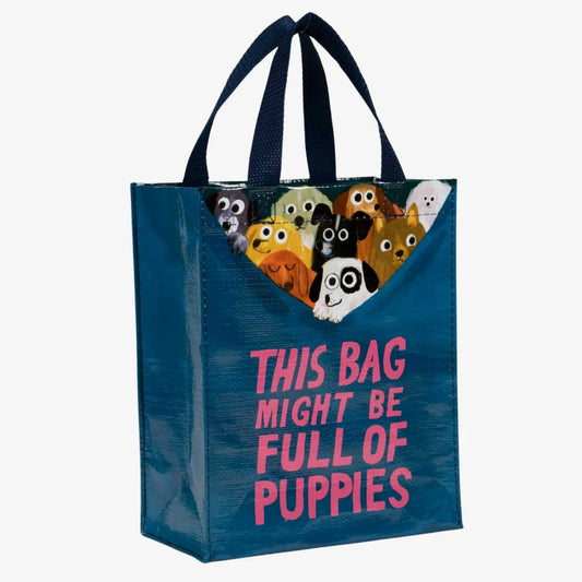 Blue Q Ball Full of Puppies Handy Tote