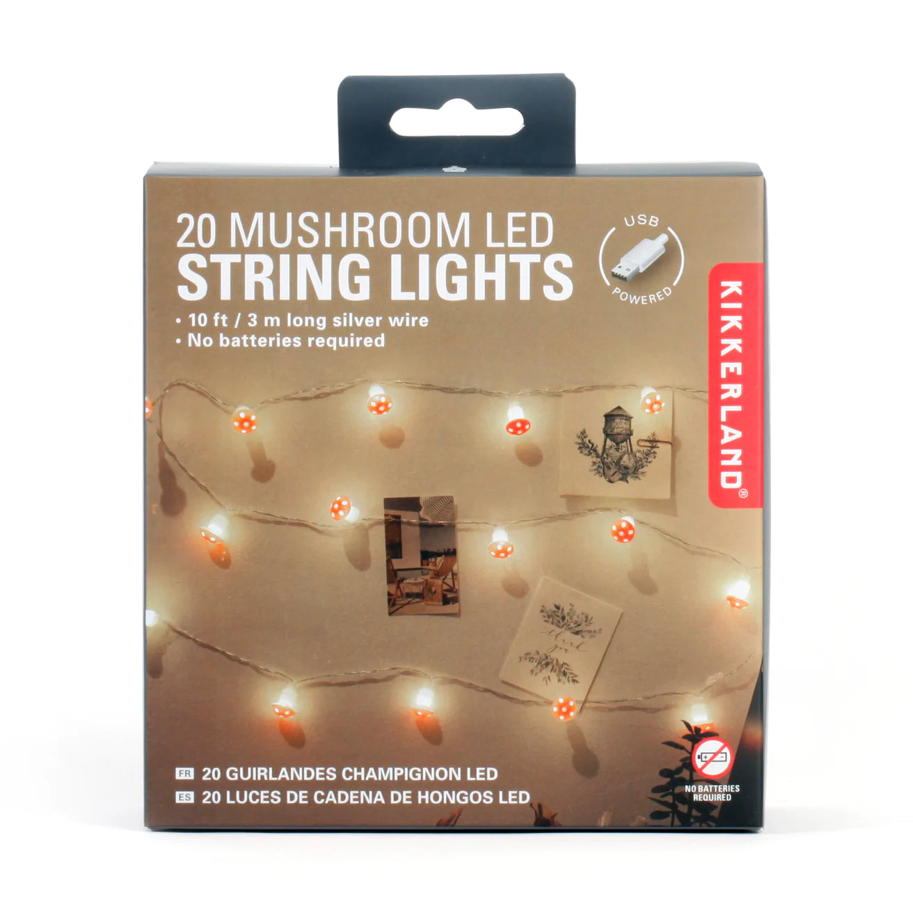 Kikkerland 10 Ft Mushroom LED USB String Lights