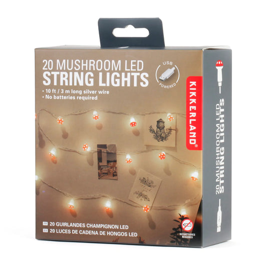Kikkerland 10 Ft Mushroom LED USB String Lights